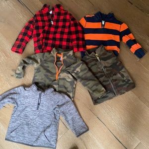 Lot of 4 pullovers, 1 vest. Size 2T. Carter’s and old navy.